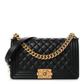 Chanel Lambskin Quilted Medium Boy Flap Black