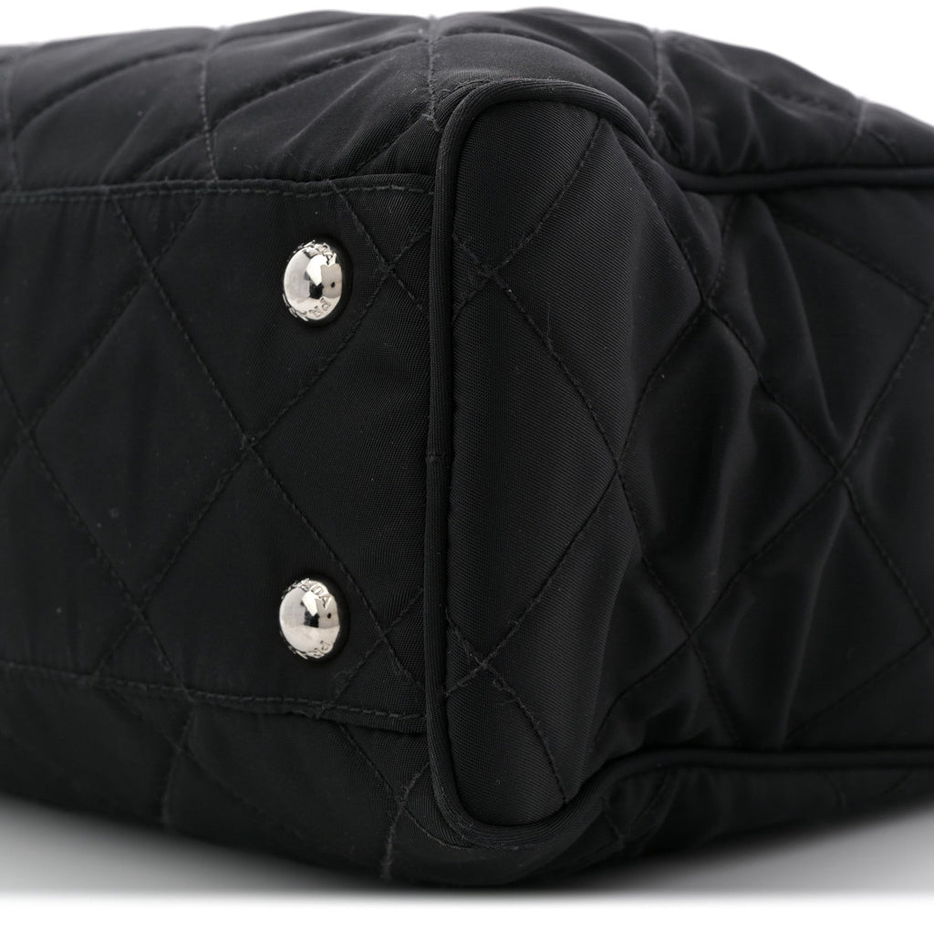 Prada Nylon Tessuto Impuntu Quilted Shoulder Bag Black
