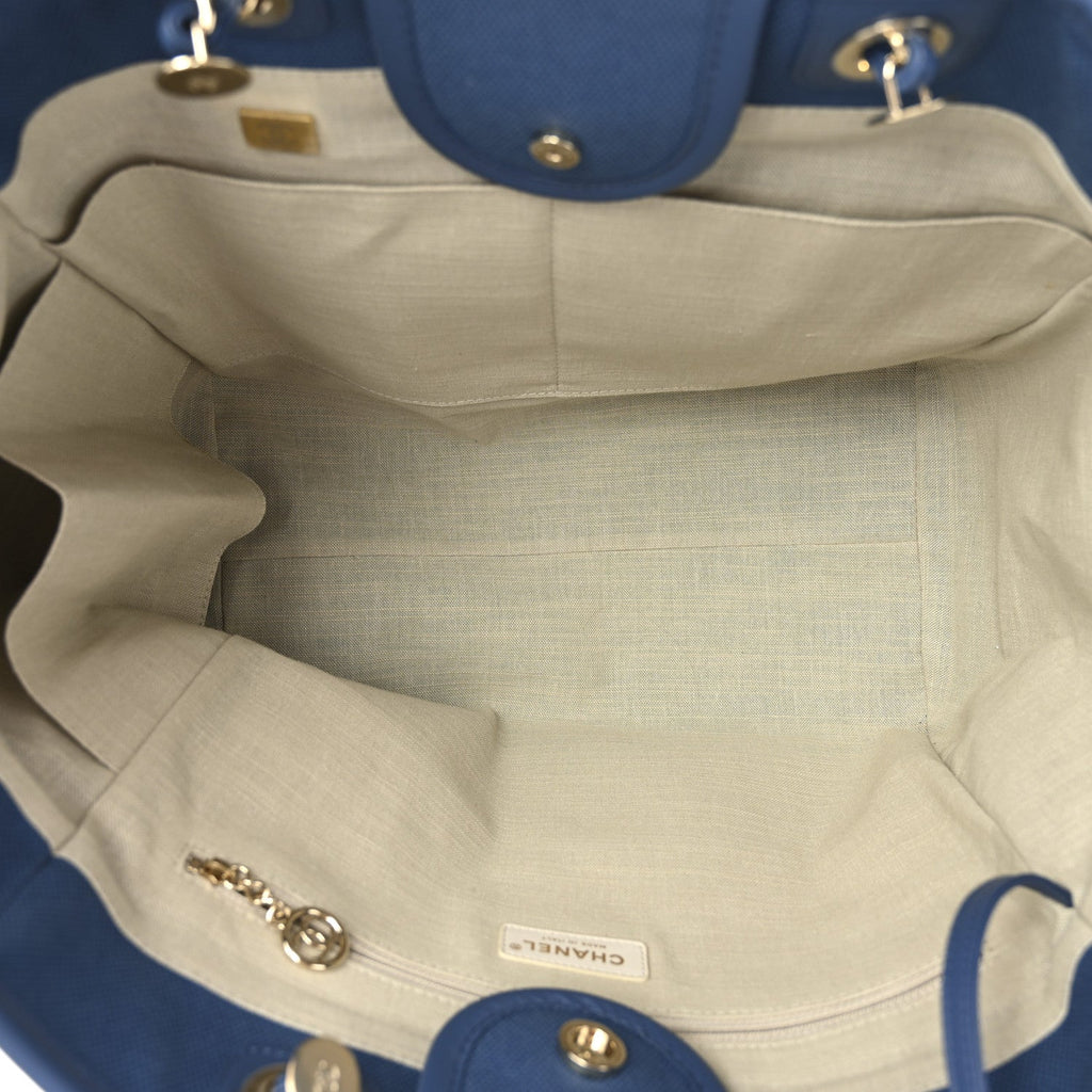 Chanel Cotton Medium Deauville Tote Blue White