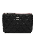 Lambskin Quilted Small Cosmetic Case Black