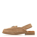 Chanel Suede Calfskin CC Slingback Loafers 35 Dark Beige