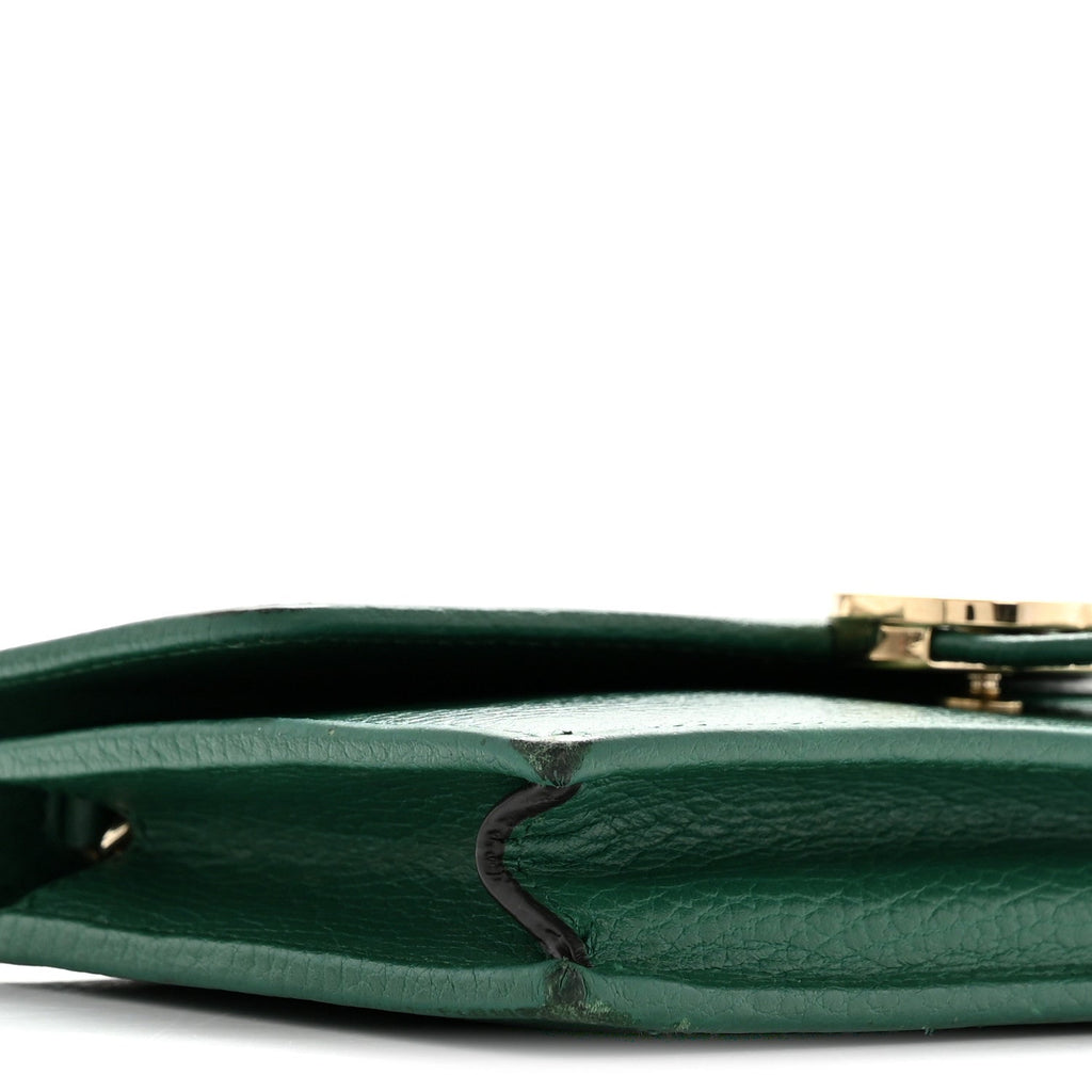 Gucci Dollar Calfskin Interlocking G Chain Wallet Emerald