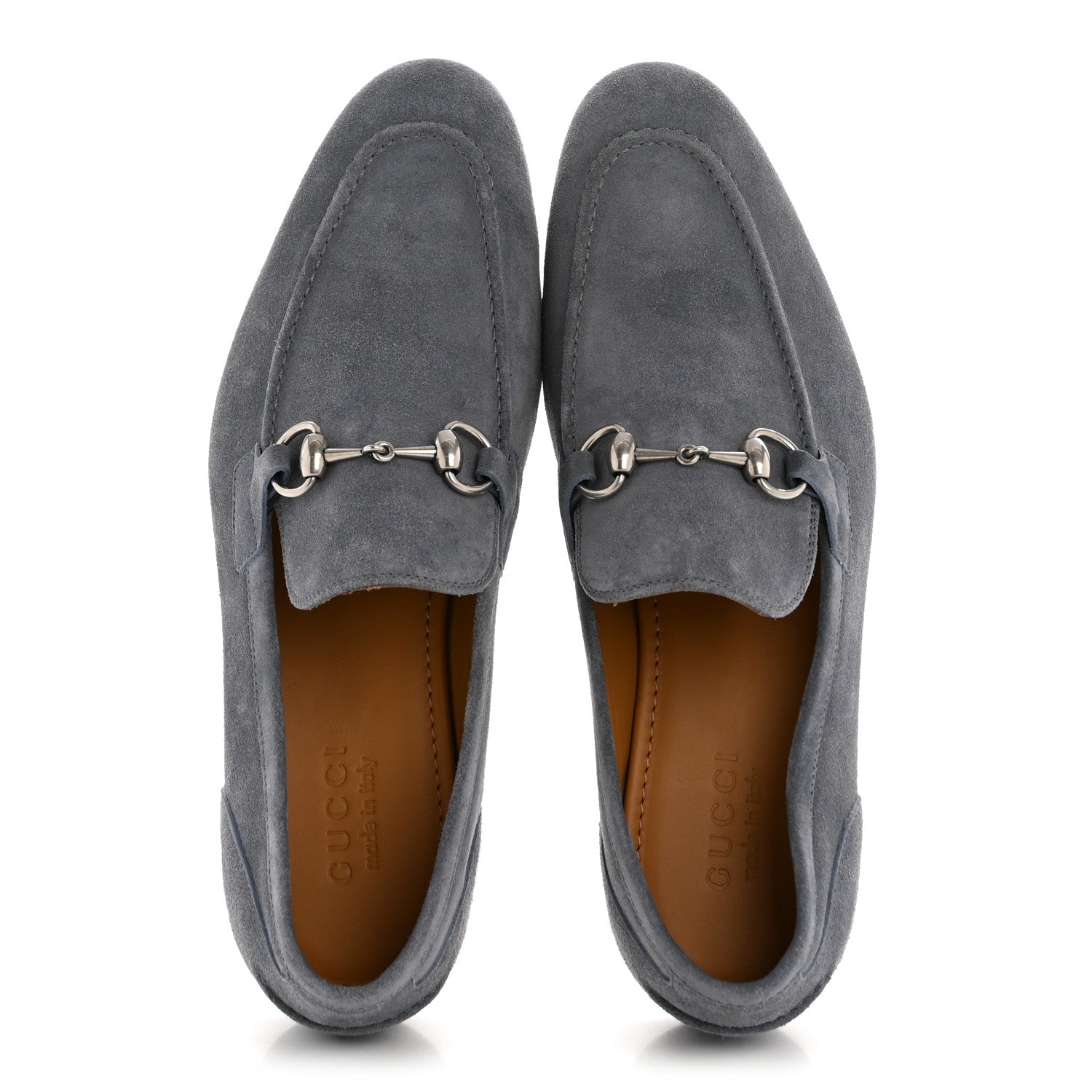 Gucci Suede Horsebit Mens Jordaan Loafers 8.5 Foggy Grey