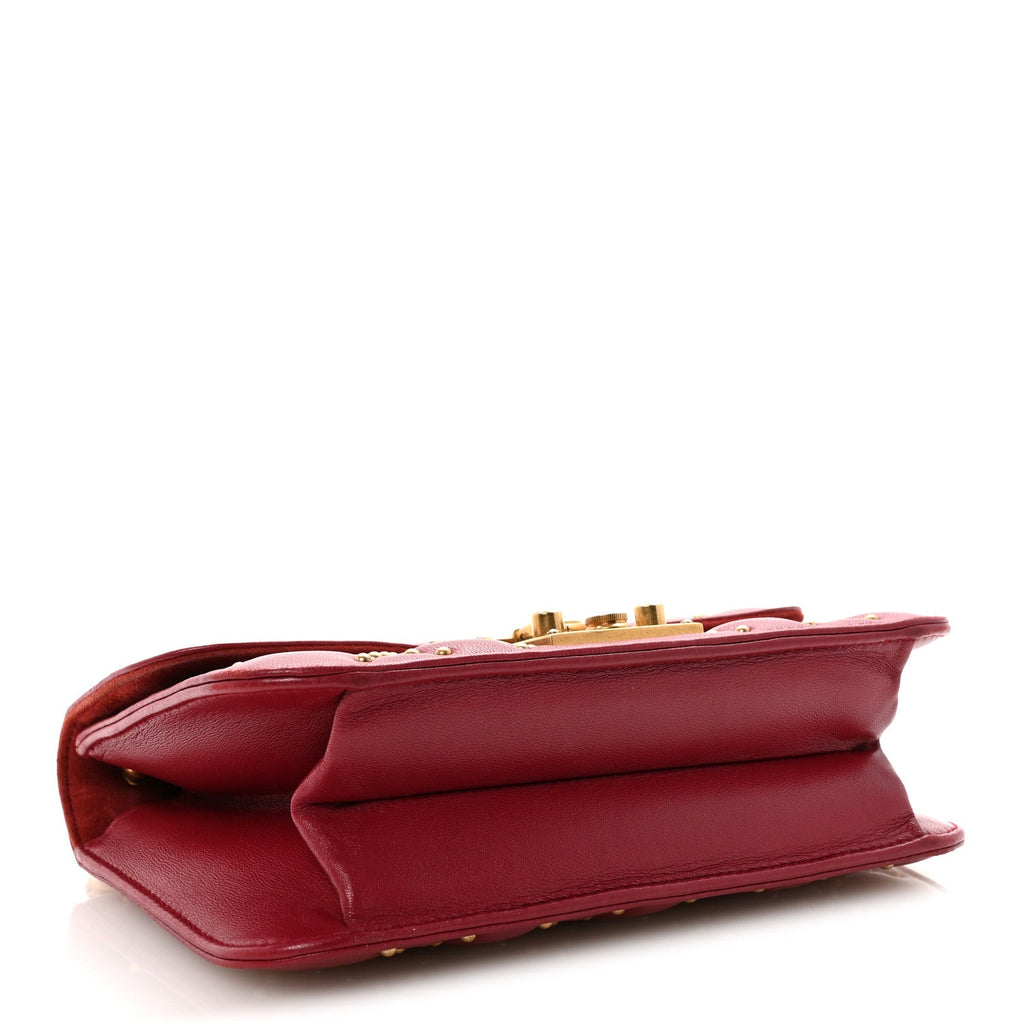 Christian Dior Lambskin Cannage Studded Small Dioraddict Flap Bag Red