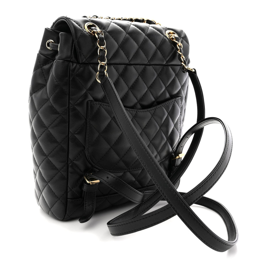 Chanel Lambskin Quilted Small Urban Spirit Backpack Black