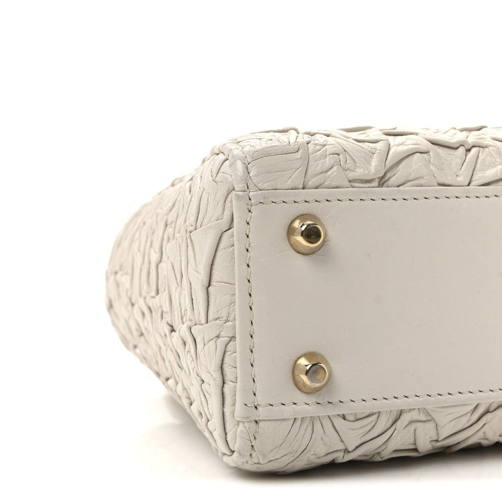 Christian Dior Lambskin Gathered Mini Lady Dior White