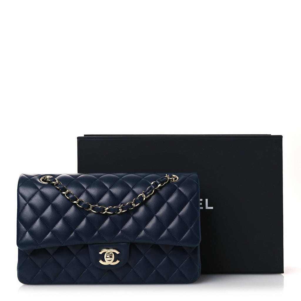 Chanel Lambskin Quilted Medium Double Flap Navy