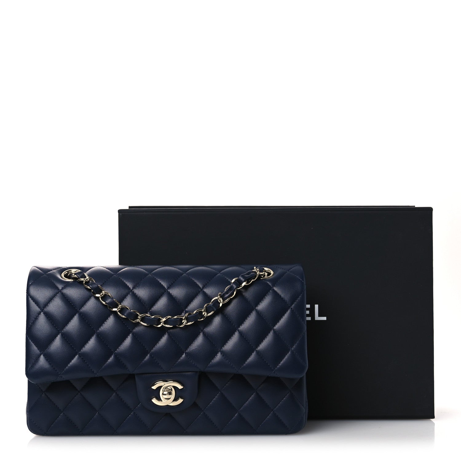 Chanel Lambskin Quilted Medium Double Flap Navy
