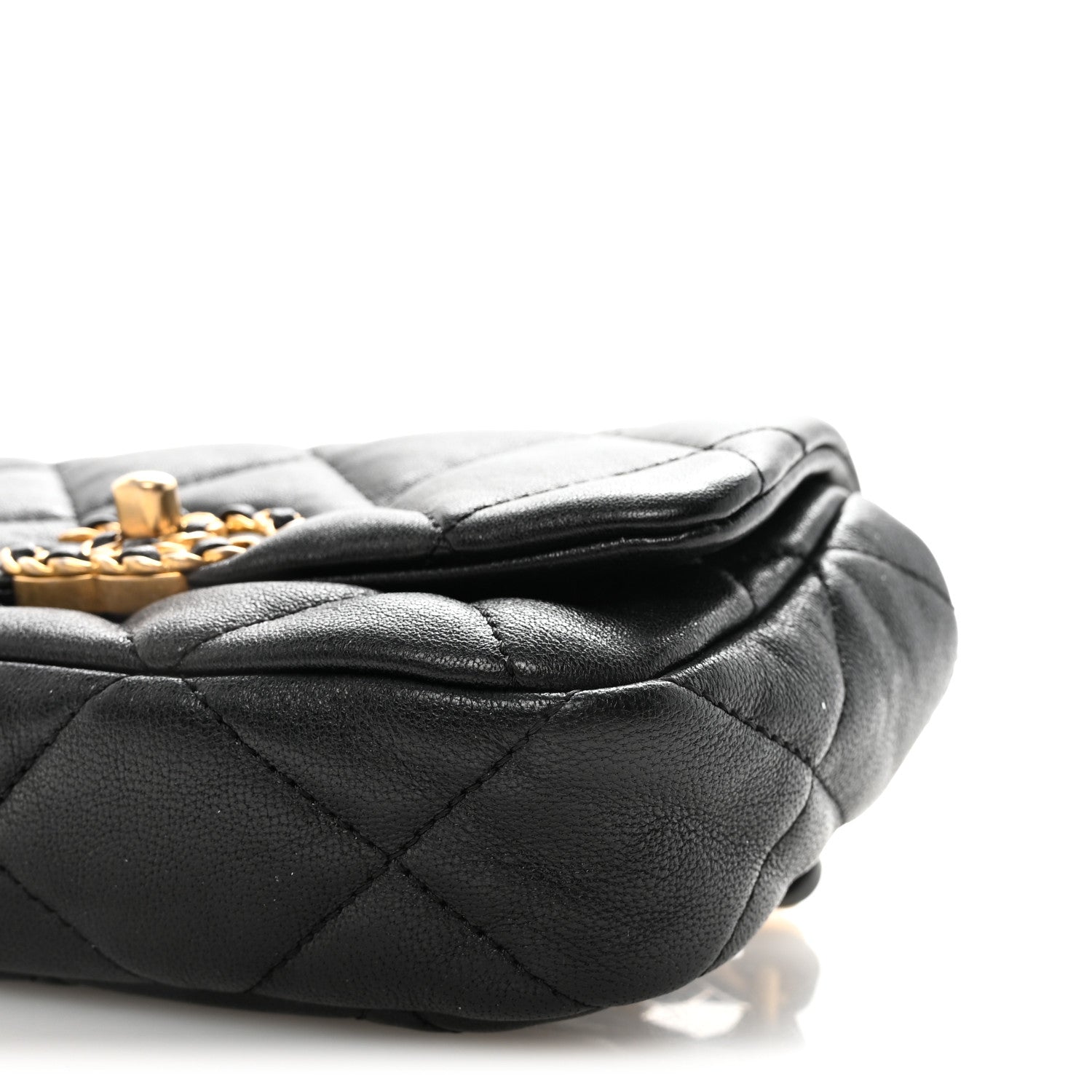 Chanel Goatskin Quilted Chanel 19 Waist Bag Black