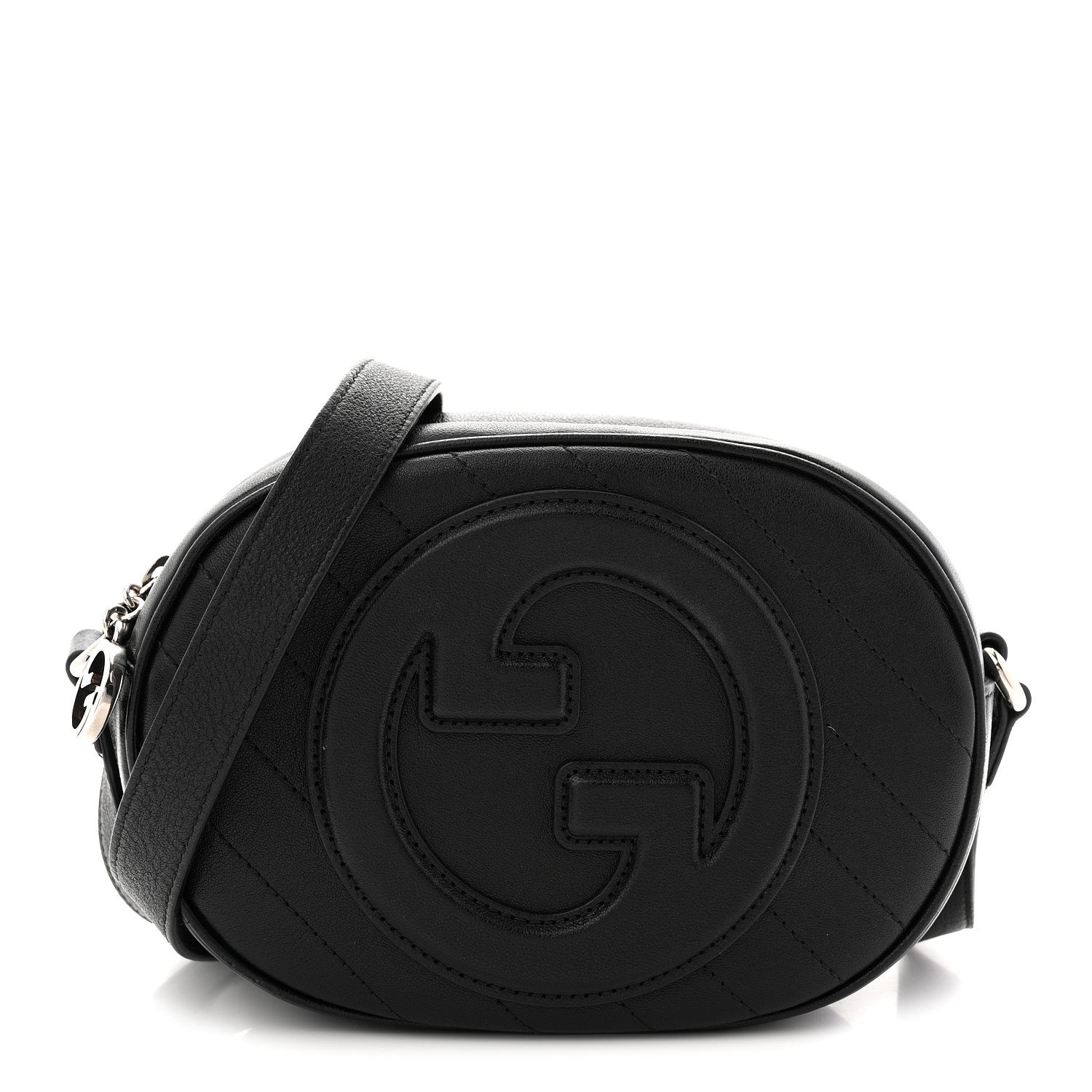 Gucci Sakai Be Green Calfskin Diagonal Stitched Mini Blondie Shoulder Bag Black