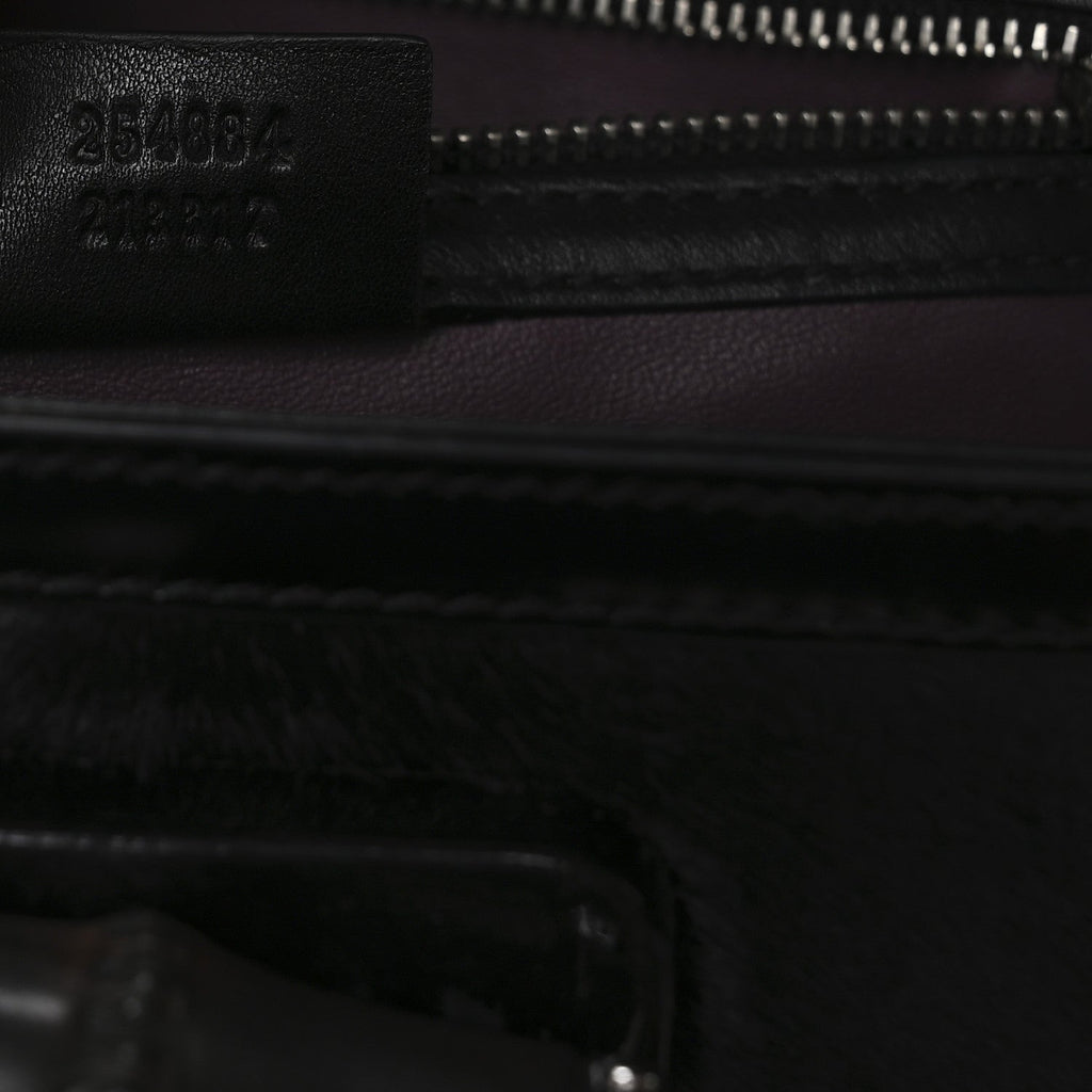 Gucci Pony Hair New Bamboo Medium Top Handle Bag Black
