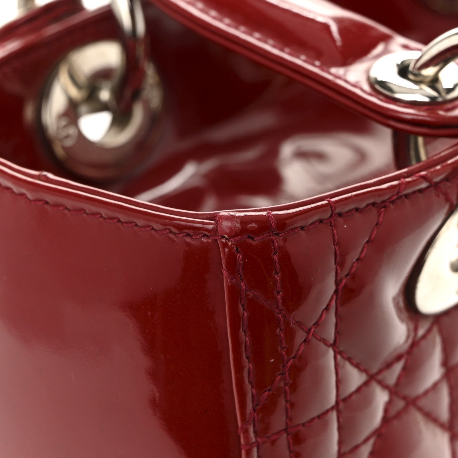 Christian Dior Patent Cannage Medium Lady Dior Red