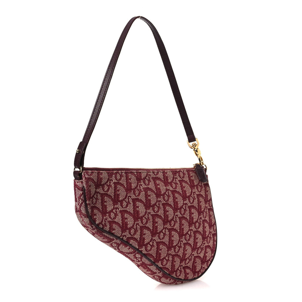 Christian Dior Monogram Mini Saddle Pochette Burgundy