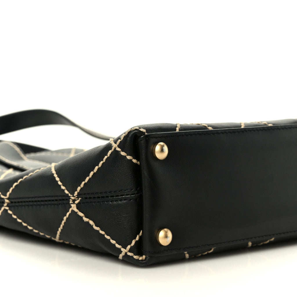 Chanel Calfskin Wild Stitch Tote Black