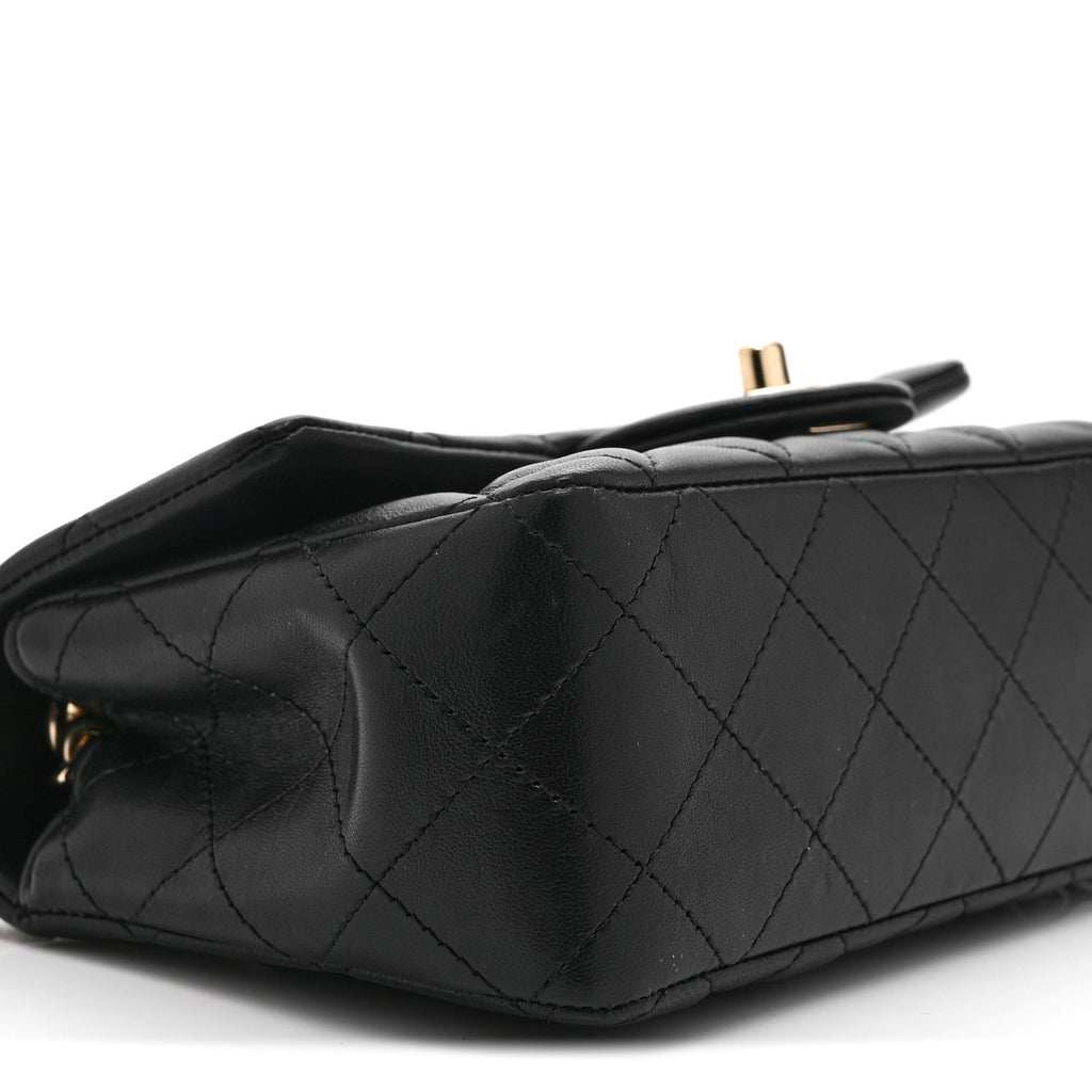 Chanel Lambskin Quilted Mini Coco Charms Rectangular Flap Black