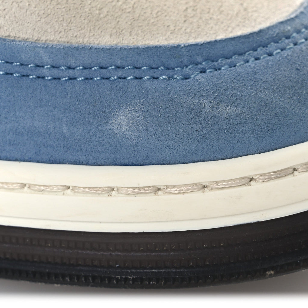 Chanel Suede Kidskin Womens CC Sneakers 37 White Blue