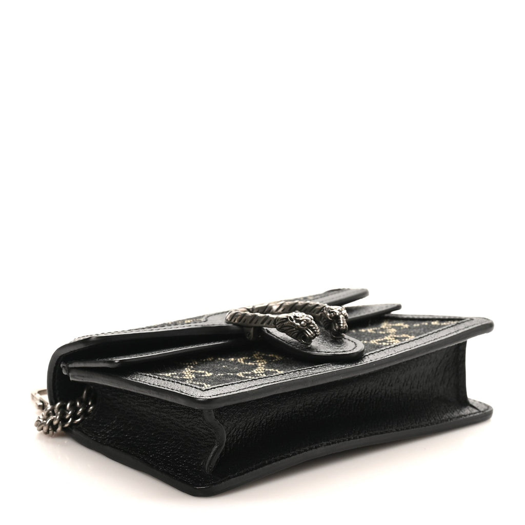 Gucci Jacquard Black Denim GG Monogram Super Mini Dionysus Shoulder Bag Black Ivory