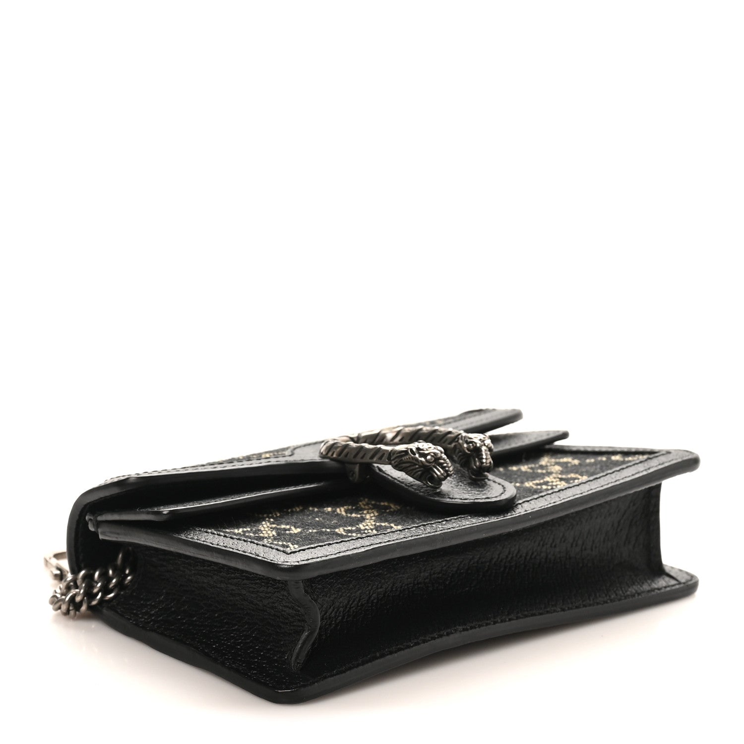 Gucci Jacquard Black Denim GG Monogram Super Mini Dionysus Shoulder Bag Black Ivory