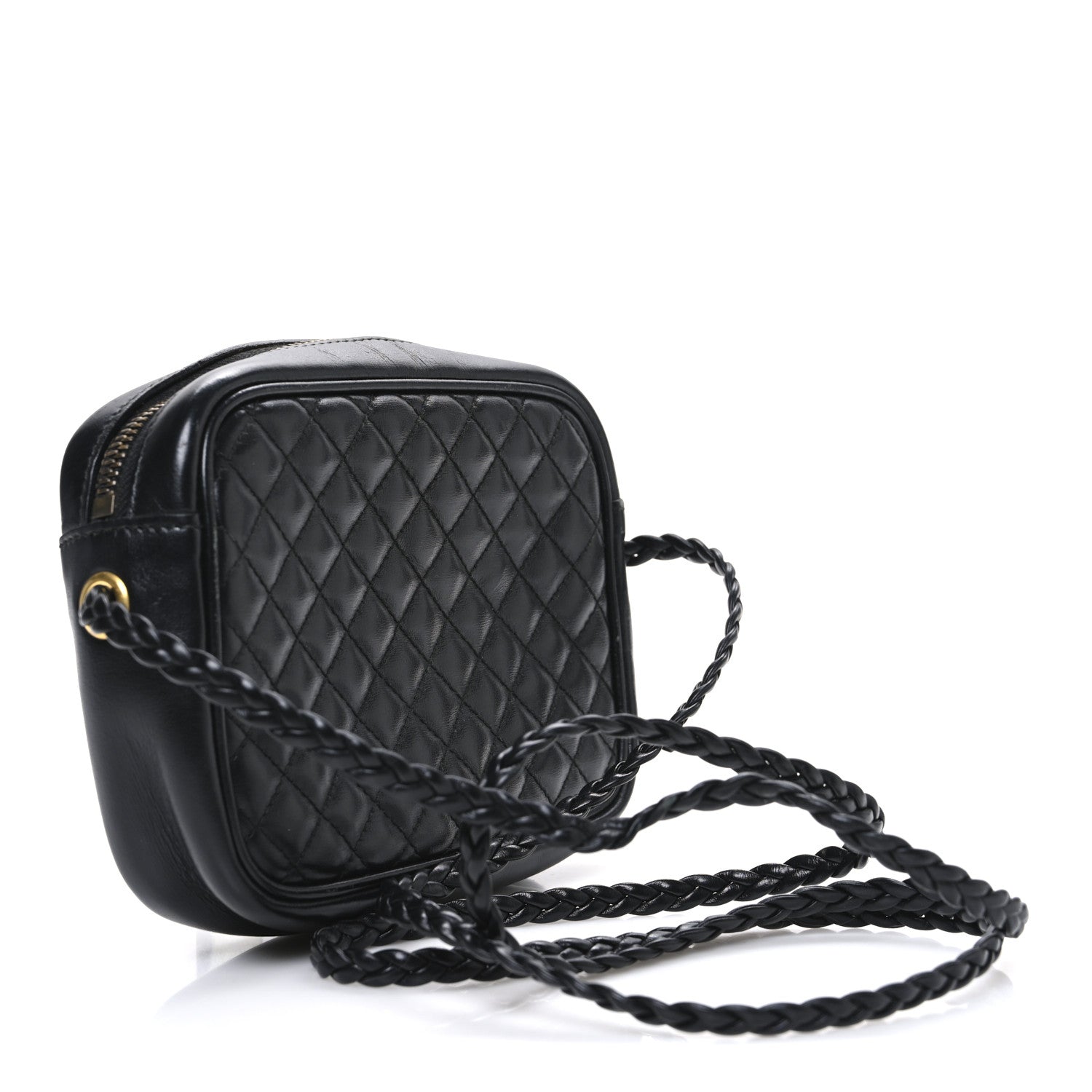 Gucci Calfskin Trapuntata Web Mini GG Shoulder Bag Black