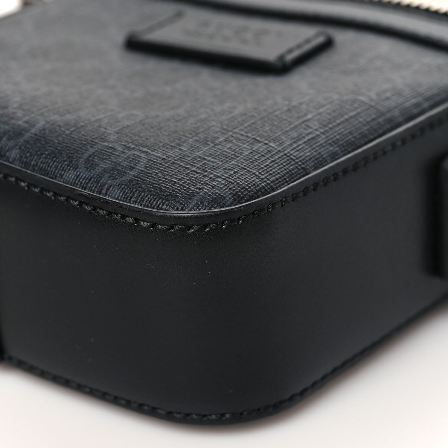 Gucci GG Supreme Monogram Appia Calfskin Web Small Camera Messenger Bag Black Grey