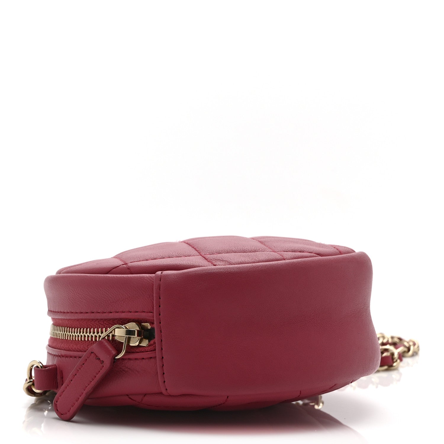 Chanel Lambskin Quilted Round Clutch With Chain Pink