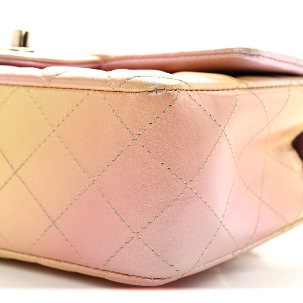 Chanel Lambskin Quilted Tie Dye Ombre Mini Rectangular Flap Yellow Multicolor