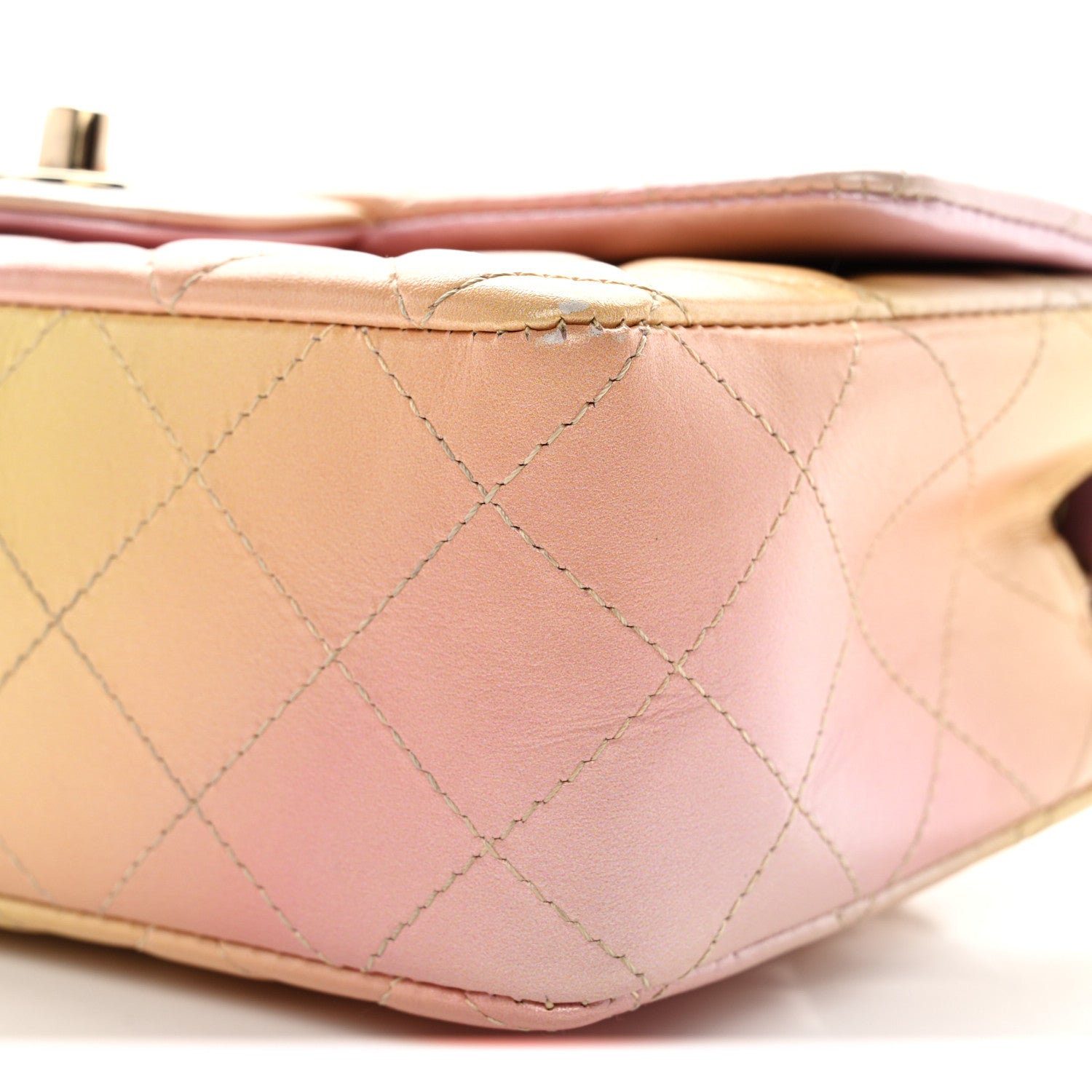 Chanel Lambskin Quilted Tie Dye Ombre Mini Rectangular Flap Yellow Multicolor