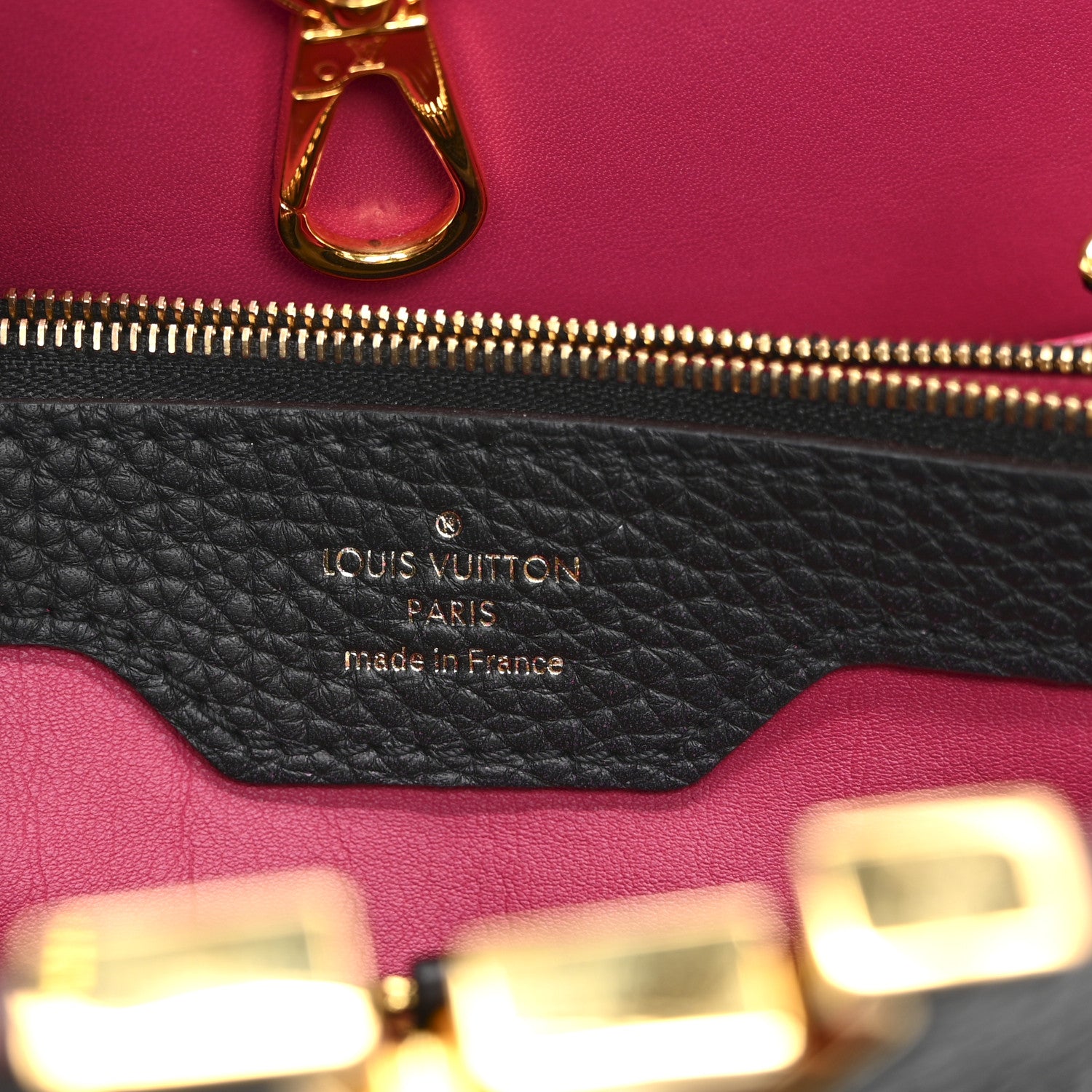 Louis Vuitton Taurillon Capucines MM Black Fuchsia