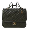 Chanel Caviar Quilted School Memory Backpack Dark Green