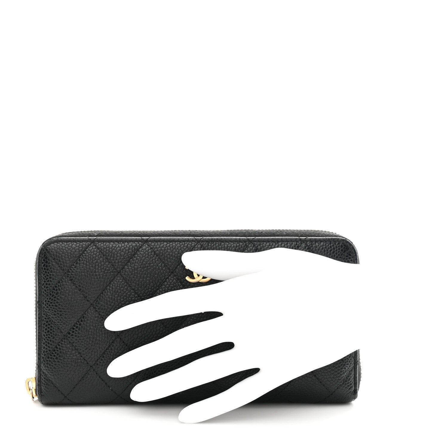 Caviar Quilted Large Gusset Zip Around Wallet Black