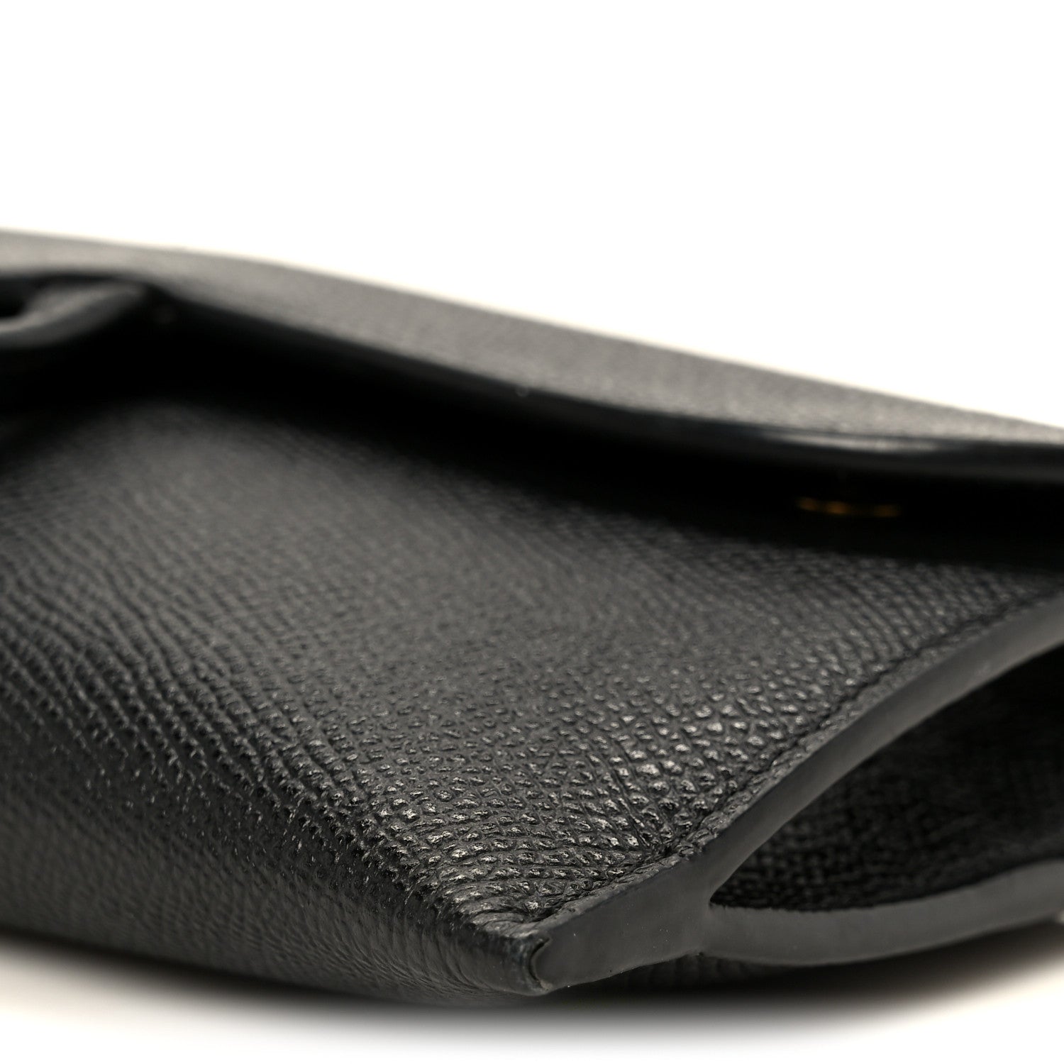 Christian Dior Grained Calfskin Saddle Chain Wallet Pouch Black