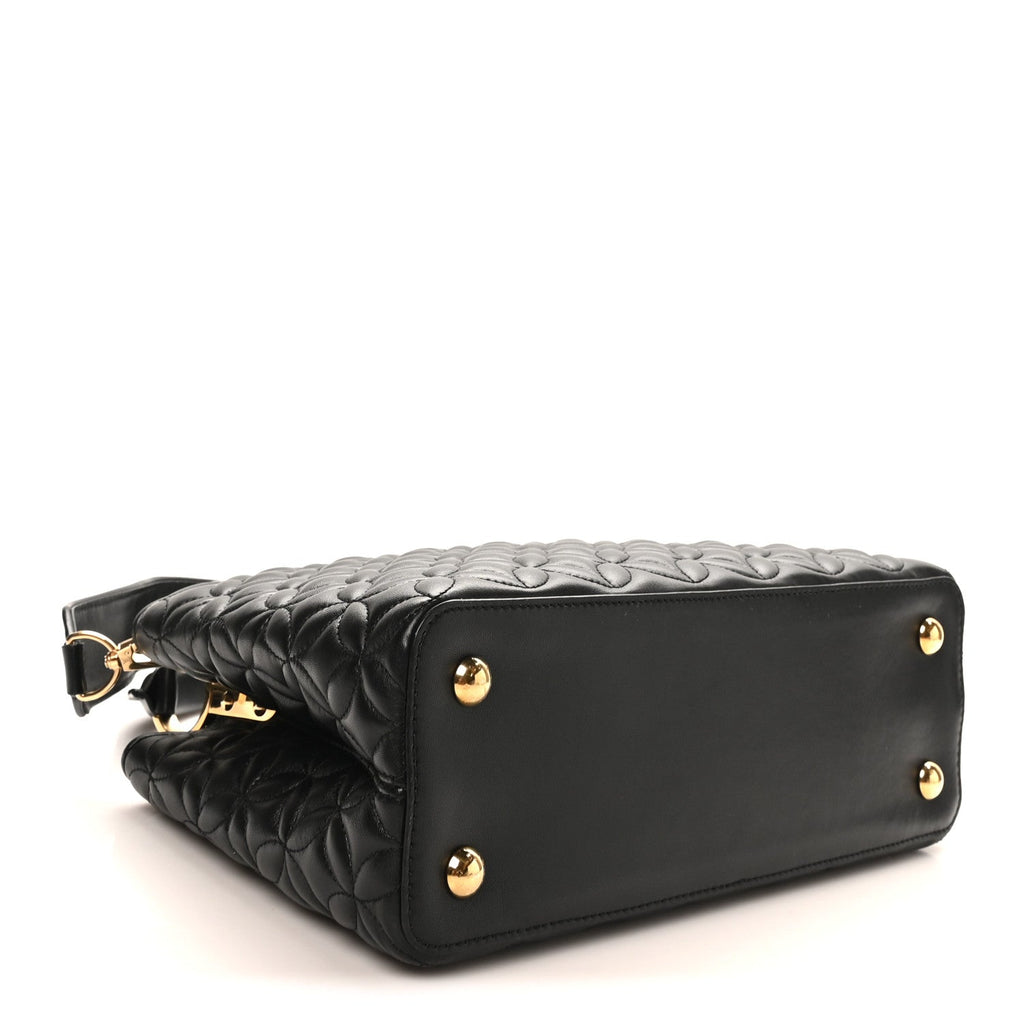 Louis Vuitton Lambskin Quilted Flower Capucines PM Black