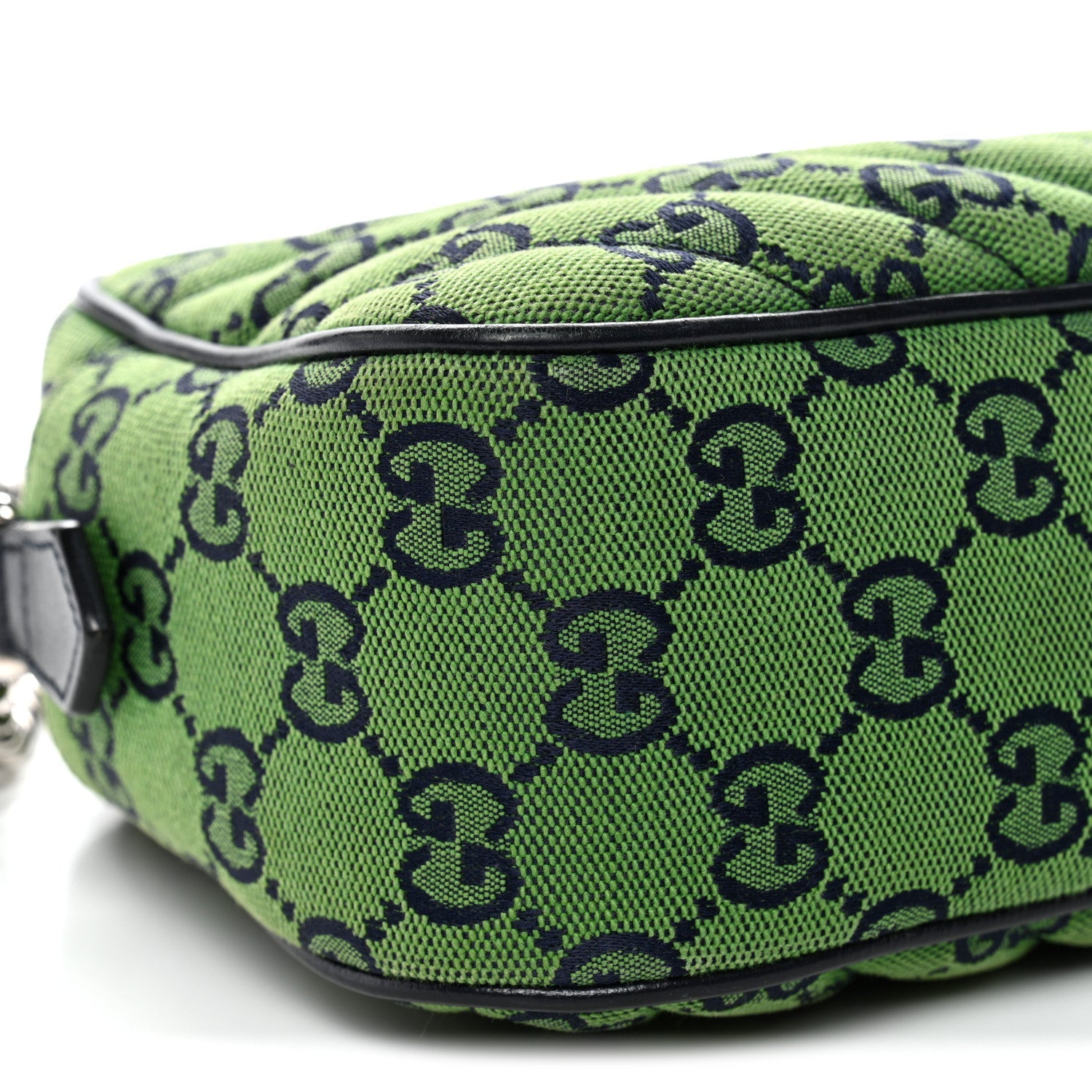 Gucci Monogram Multicolor Matelasse Diagonal Small GG Marmont Chain Shoulder Bag Green Blue