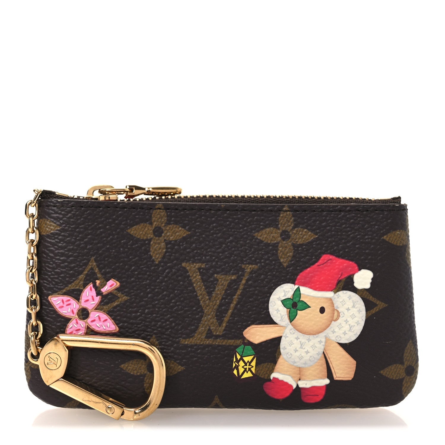 Louis Vuitton Monogram 2024 Christmas Animation Candy Factory Key Pouch Candy Red