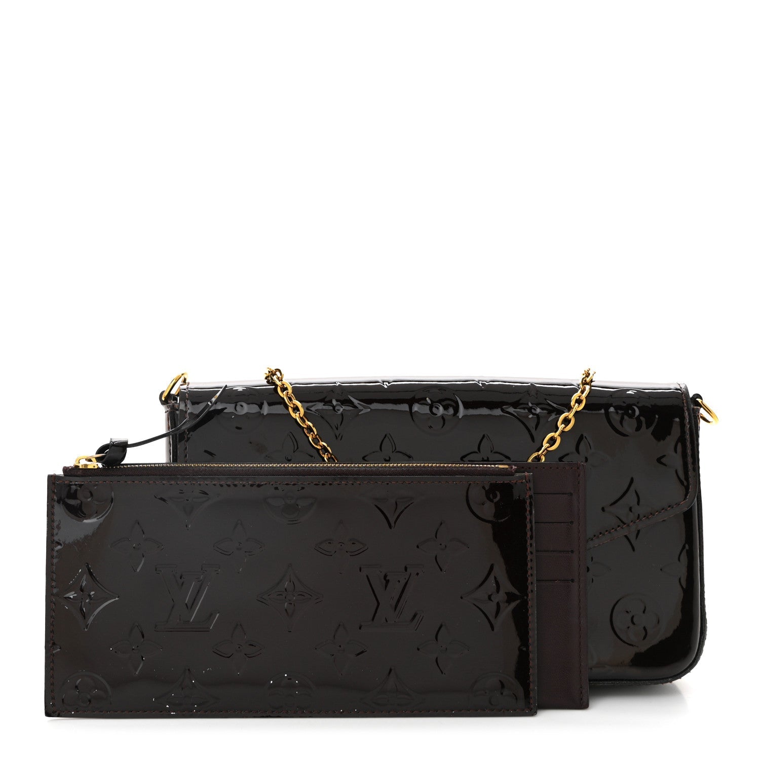 Louis Vuitton Vernis Pochette Felicie Chain Wallet Amarante