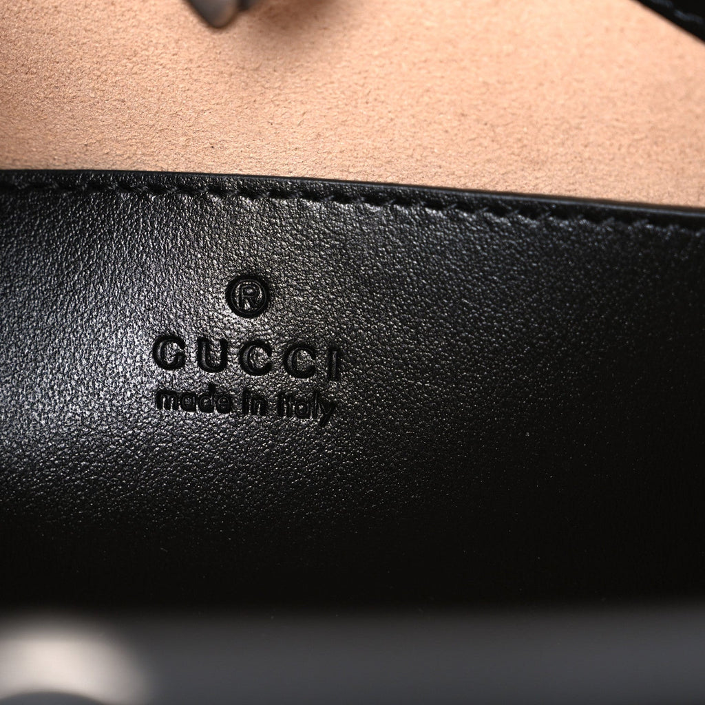 Gucci Calfskin Matelasse Aria Small GG Marmont Shoulder Tote Black