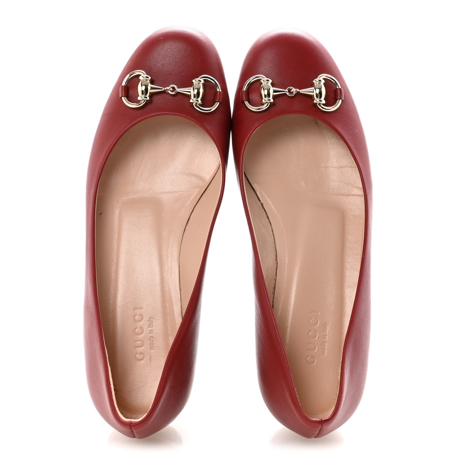 Gucci Calfskin Horsebit Ballerina Flats 35.5 Red