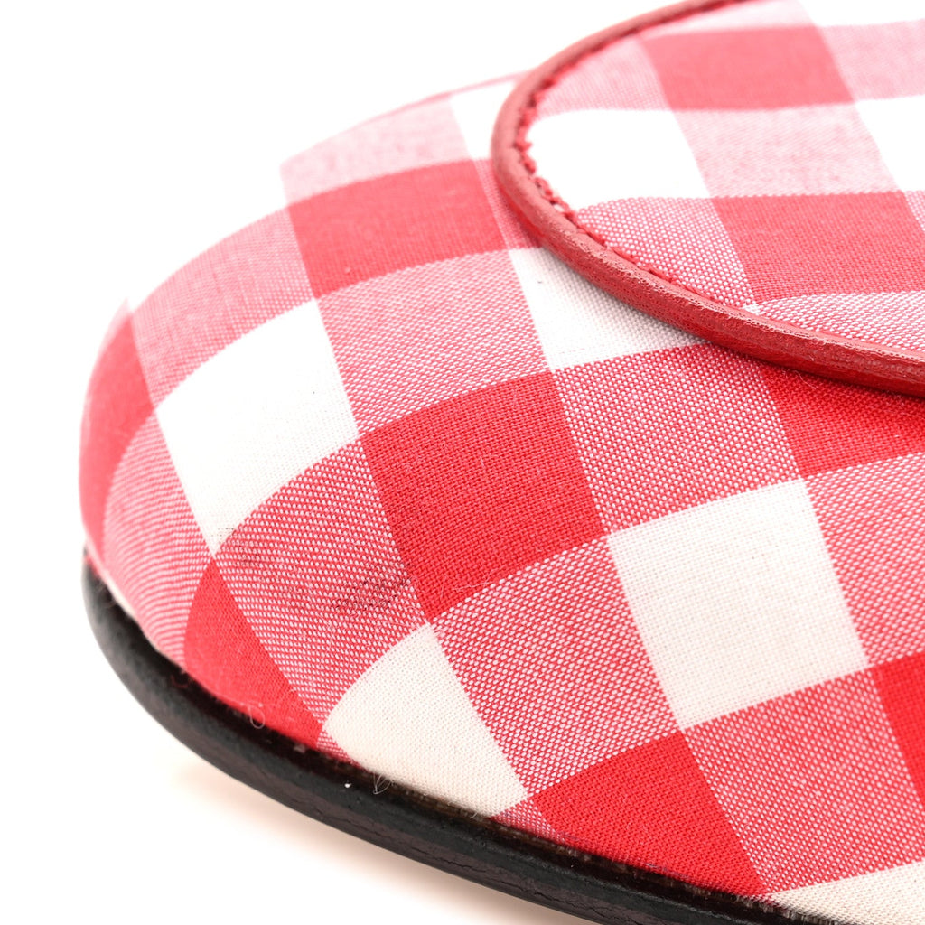 Gucci Cotton Gingham Womens Princetown Slippers 36 White Red