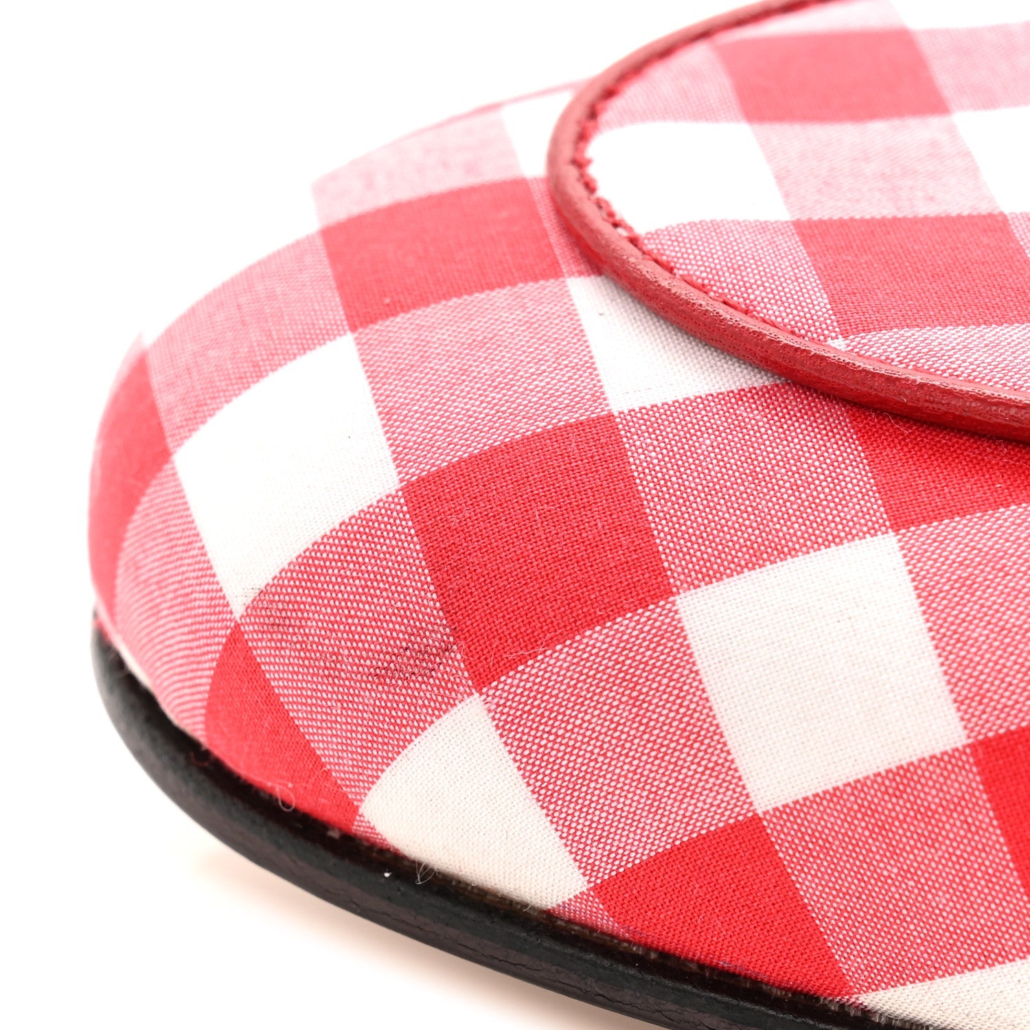 Gucci Cotton Gingham Womens Princetown Slippers 36 White Red