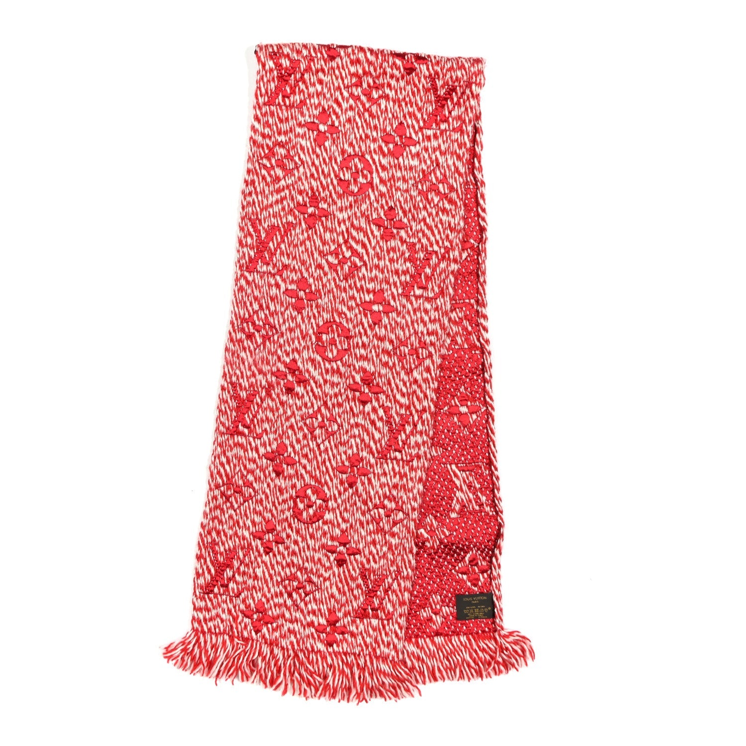 Louis Vuitton Wool Silk Logomania Mix Scarf Coquelicot