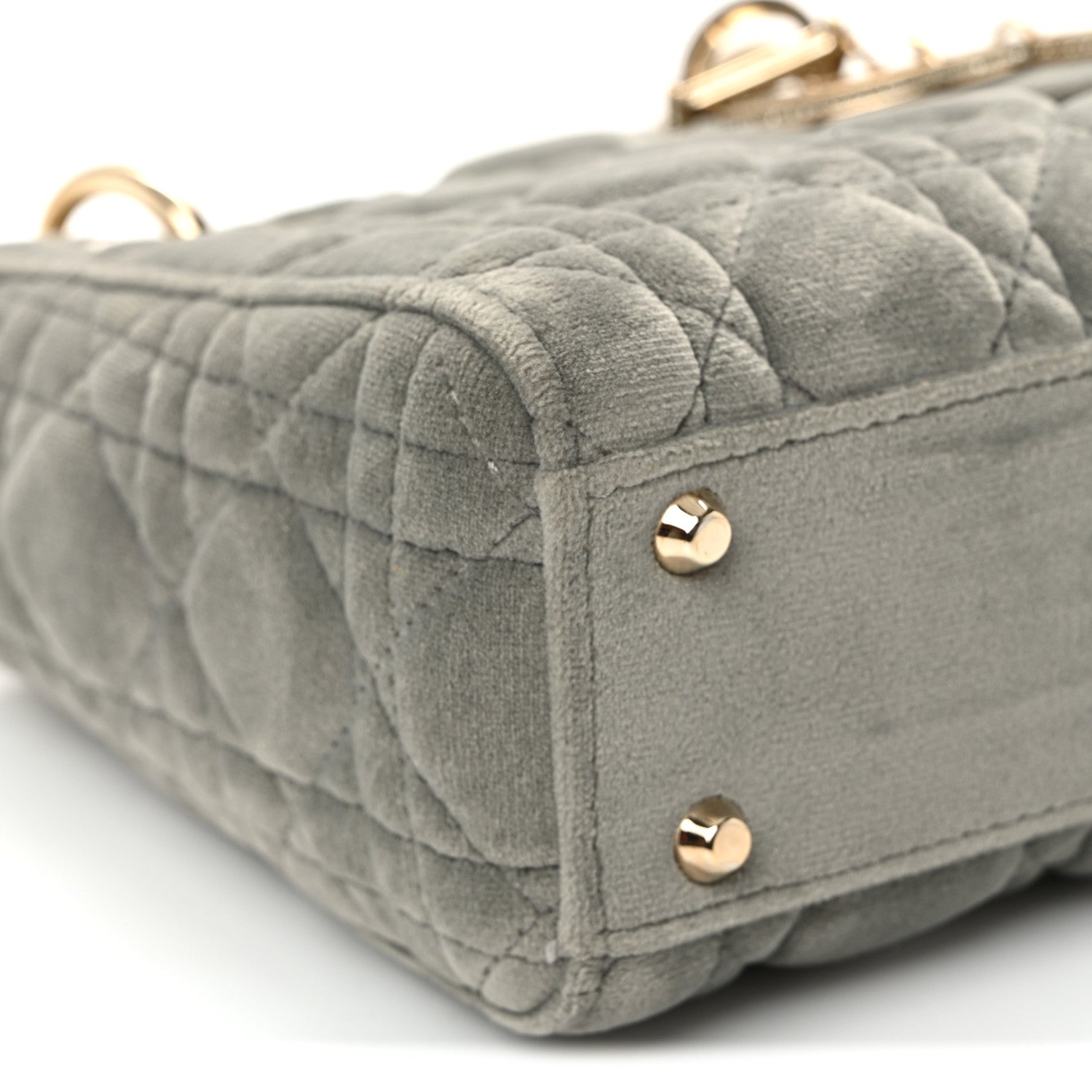 Christian Dior Velvet Mini Lady Dior Gray