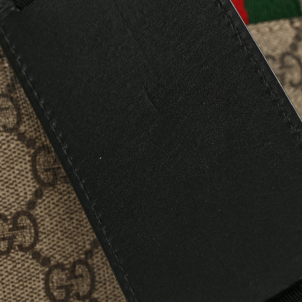 Gucci GG Supreme Monogram Web Flap Messenger Bag Black