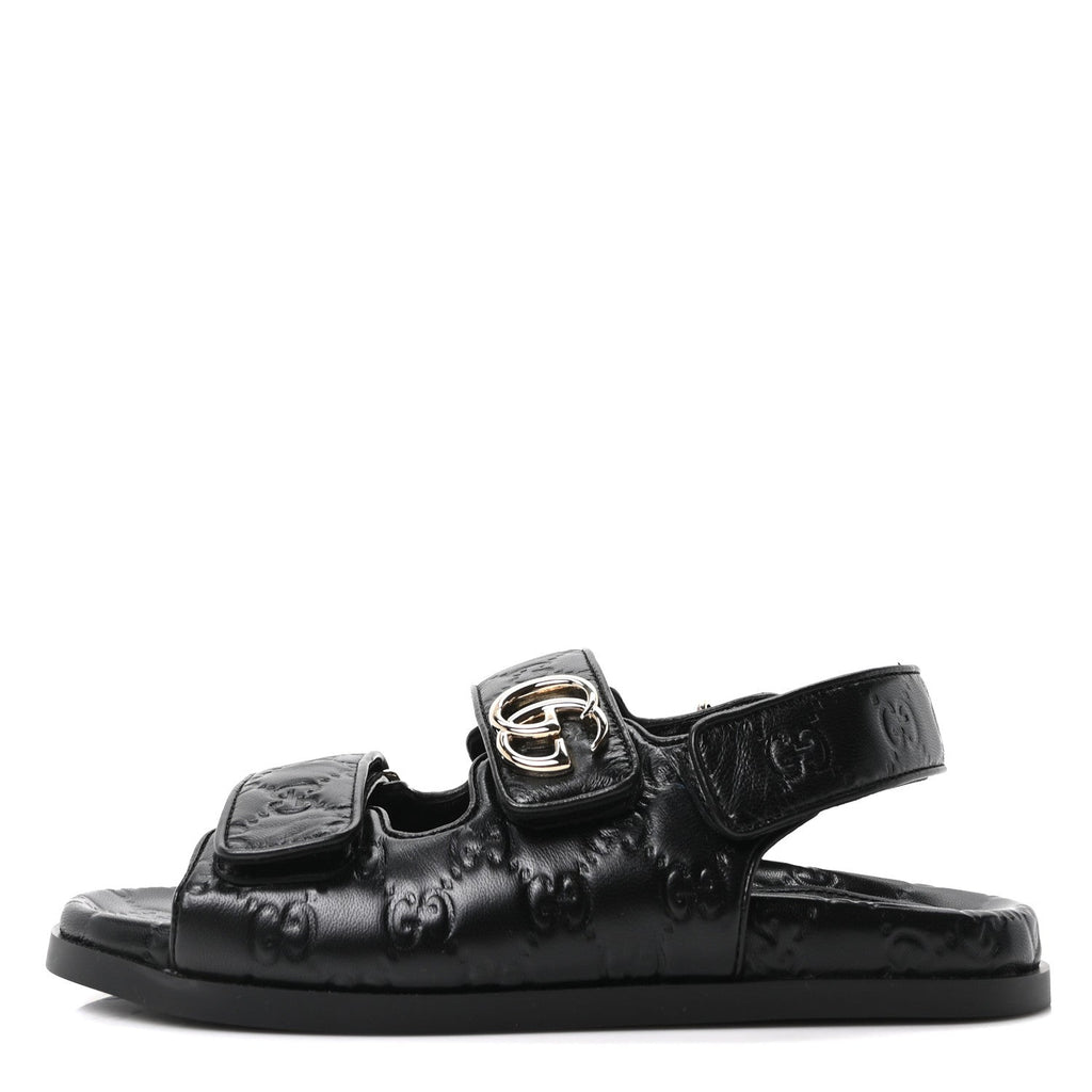 Gucci Guccissima GG Embossed Womens Sandals 37 Black