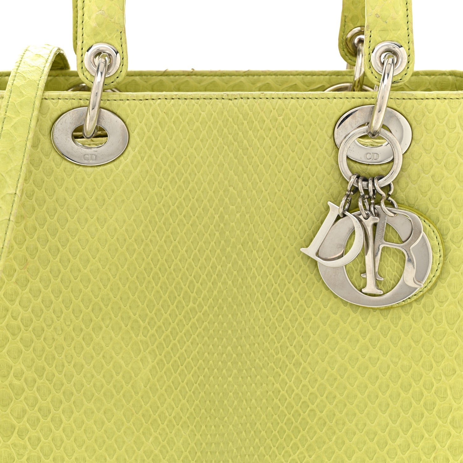Christian Dior Snakeskin Medium Lady Dior Green