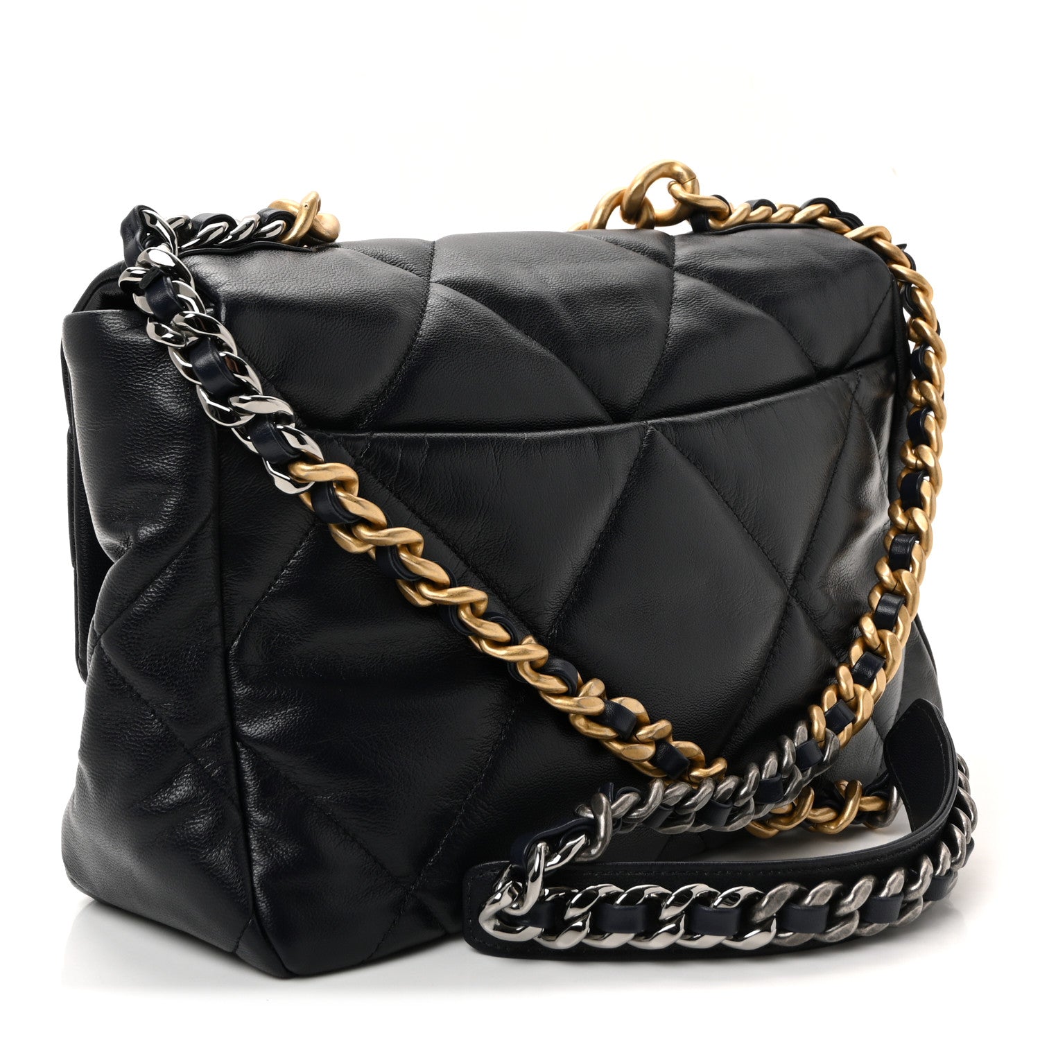 Chanel Goatskin Quilted Large Chanel 19 Flap Navy Blue