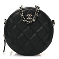 Chanel Caviar Quilted Round Clutch With Chain Black