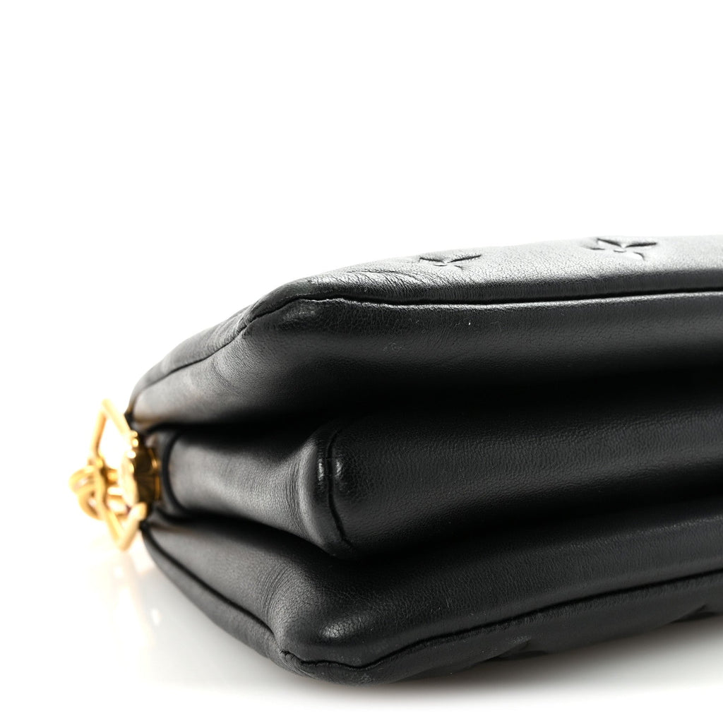 Louis Vuitton Lambskin Embossed Monogram Coussin BB Black