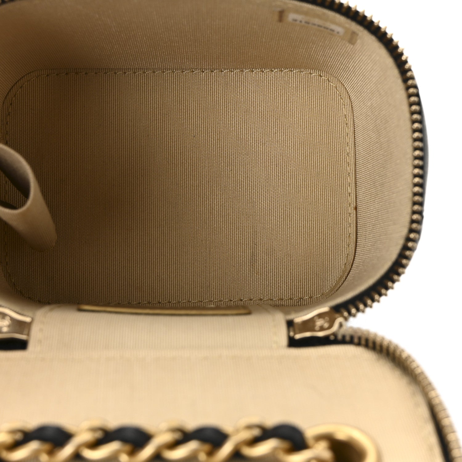Chanel Lambskin Quilted Mini Pearl Crush Vanity Case With Chain Black
