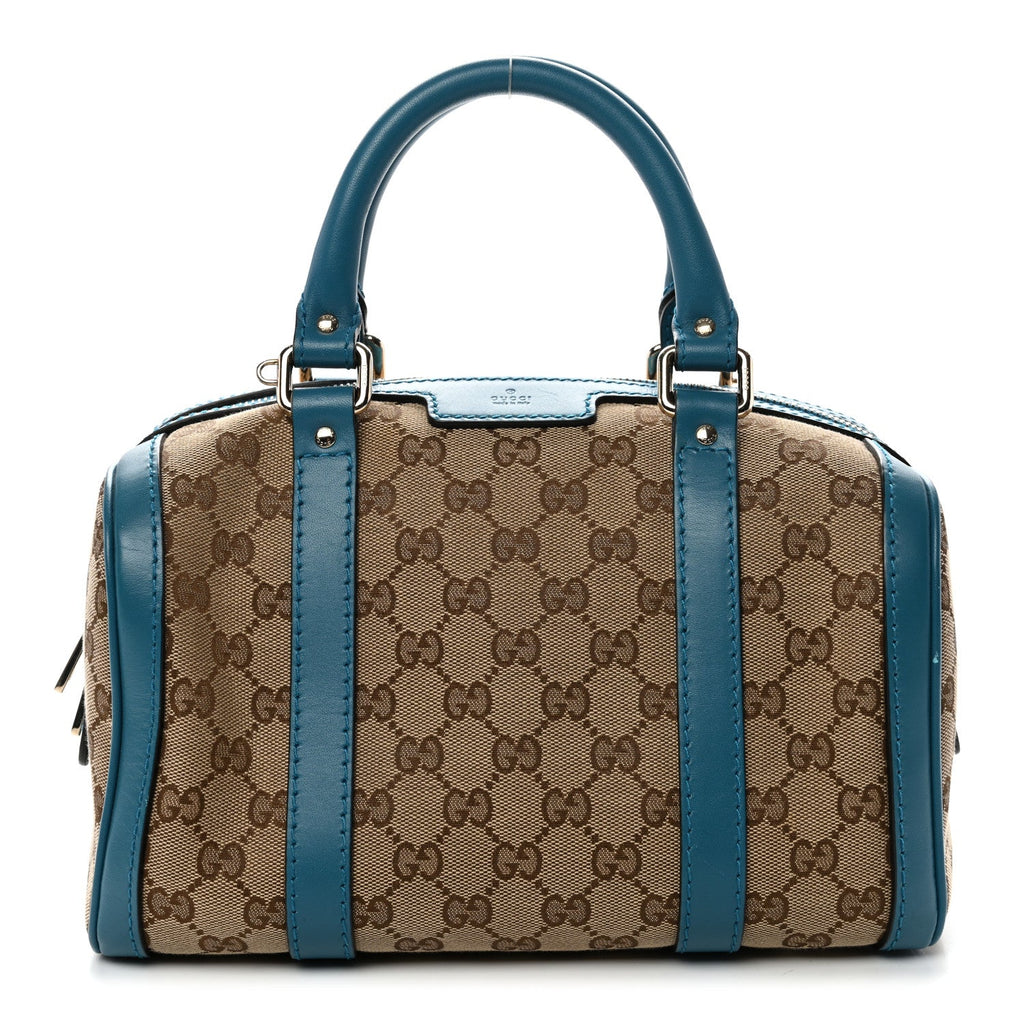 Gucci Monogram Small Boston Beige Deep Cobalt