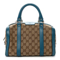 Gucci Monogram Small Boston Beige Deep Cobalt